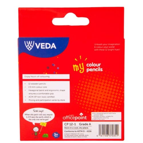 Veda Colour Pencils 12 Colours Half Size