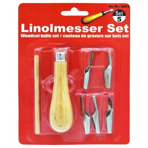 Lino Set Cutters set of 5 with handles